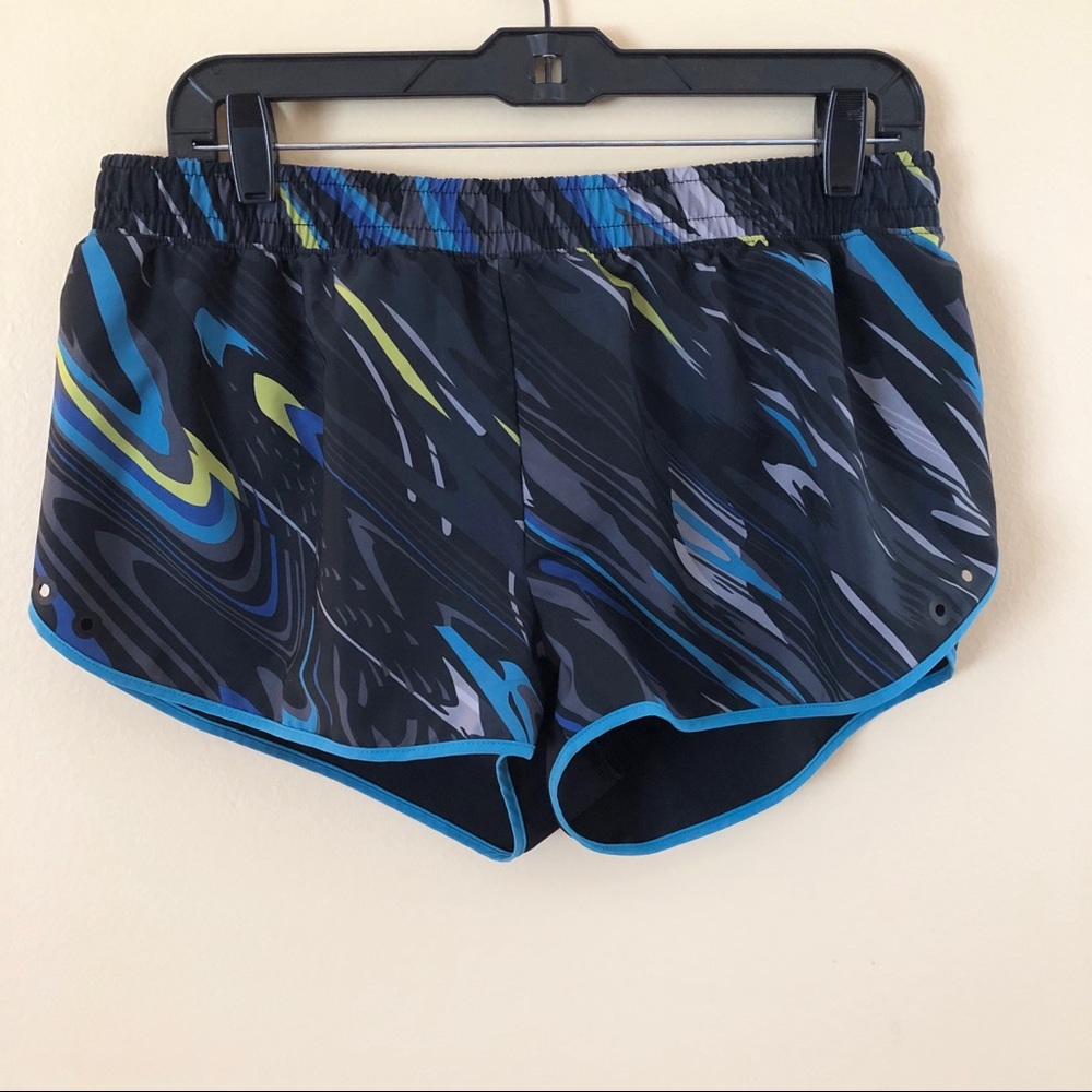 Fabletics black and blue print running shorts